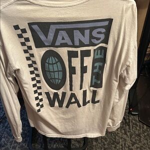 Vans White Long Sleeve with Black and Blue Graphics